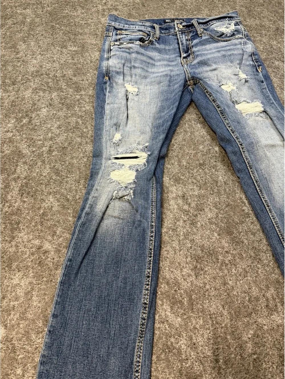 BKE Jake Straight Jeans Mens 32x30 Blue Distressed Ripped Stretch Denim